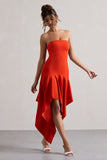 Catalina Orange Bandeau Maxi Dress With Draped Hem