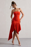 Catalina Orange Bandeau Maxi Dress With Draped Hem