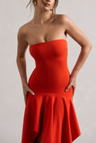 Catalina Orange Bandeau Maxi Dress With Draped Hem