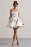 Ballet Stone Lace Square-Neck Mini Dress