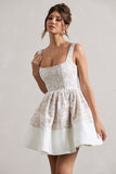 Ballet Stone Lace Square-Neck Mini Dress