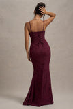 Intimacy Plum Lace Corset Split Maxi Dress