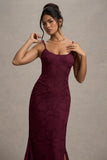 Intimacy Plum Lace Corset Split Maxi Dress