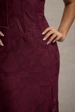 Intimacy Plum Lace Corset Split Maxi Dress