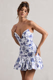 Koko Floral Print Sweetheart Mini Dress With Ruffle Hem