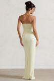 Cancun Ecru Crinkle Strapless Cut-Out Maxi Dress With Twist