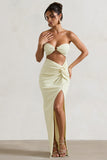 Cancun Ecru Crinkle Strapless Cut-Out Maxi Dress With Twist
