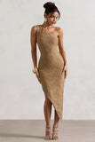 Abu Dhabi Camel Textured Asymmetric Maxi Dress