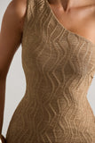 Abu Dhabi Camel Textured Asymmetric Maxi Dress