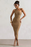 Abu Dhabi Camel Textured Asymmetric Maxi Dress