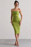 Palau Olive Green Crochet Bandeau Midi Dress