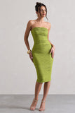 Palau Olive Green Crochet Bandeau Midi Dress