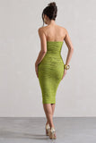 Palau Olive Green Crochet Bandeau Midi Dress
