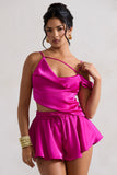 Hideout Dark Pink Strappy Asymmetric Crop Top