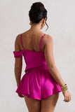 Hideout Dark Pink Strappy Asymmetric Crop Top