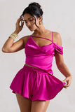 Hideout Dark Pink Strappy Asymmetric Crop Top
