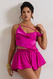 Hideout Dark Pink Strappy Asymmetric Crop Top
