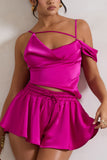 Hideout Dark Pink Strappy Asymmetric Crop Top