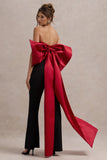 Sweet Escape Red Satin Crop Top With Oversized Satin Bow