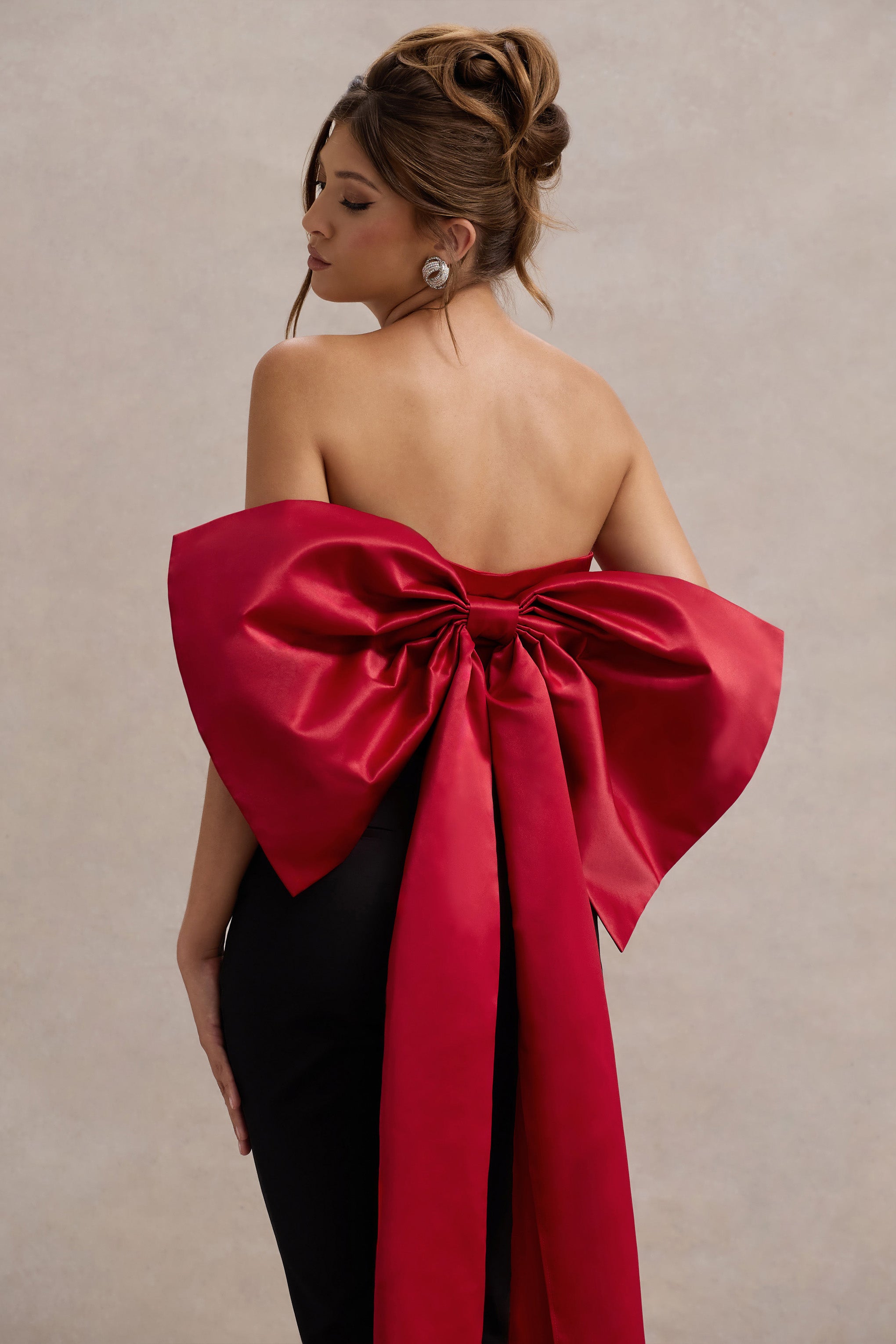Sweet Escape Red Satin Crop Top With Oversized Satin Bow