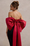 Sweet Escape Red Satin Crop Top With Oversized Satin Bow