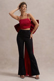 Sweet Escape Red Satin Crop Top With Oversized Satin Bow