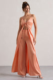 Your Way Peach Satin Wide-Leg Trousers