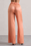 Your Way Peach Satin Wide-Leg Trousers