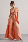 Your Way Peach Satin Wide-Leg Trousers
