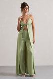 Your Way Pale Green Satin Wide-Leg Trousers