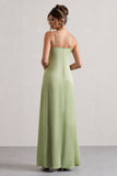 Calvi Pale Green Satin Longline Cami Top With Split Front