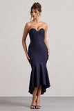 Daylight Navy Corset High-Low Midi Dress