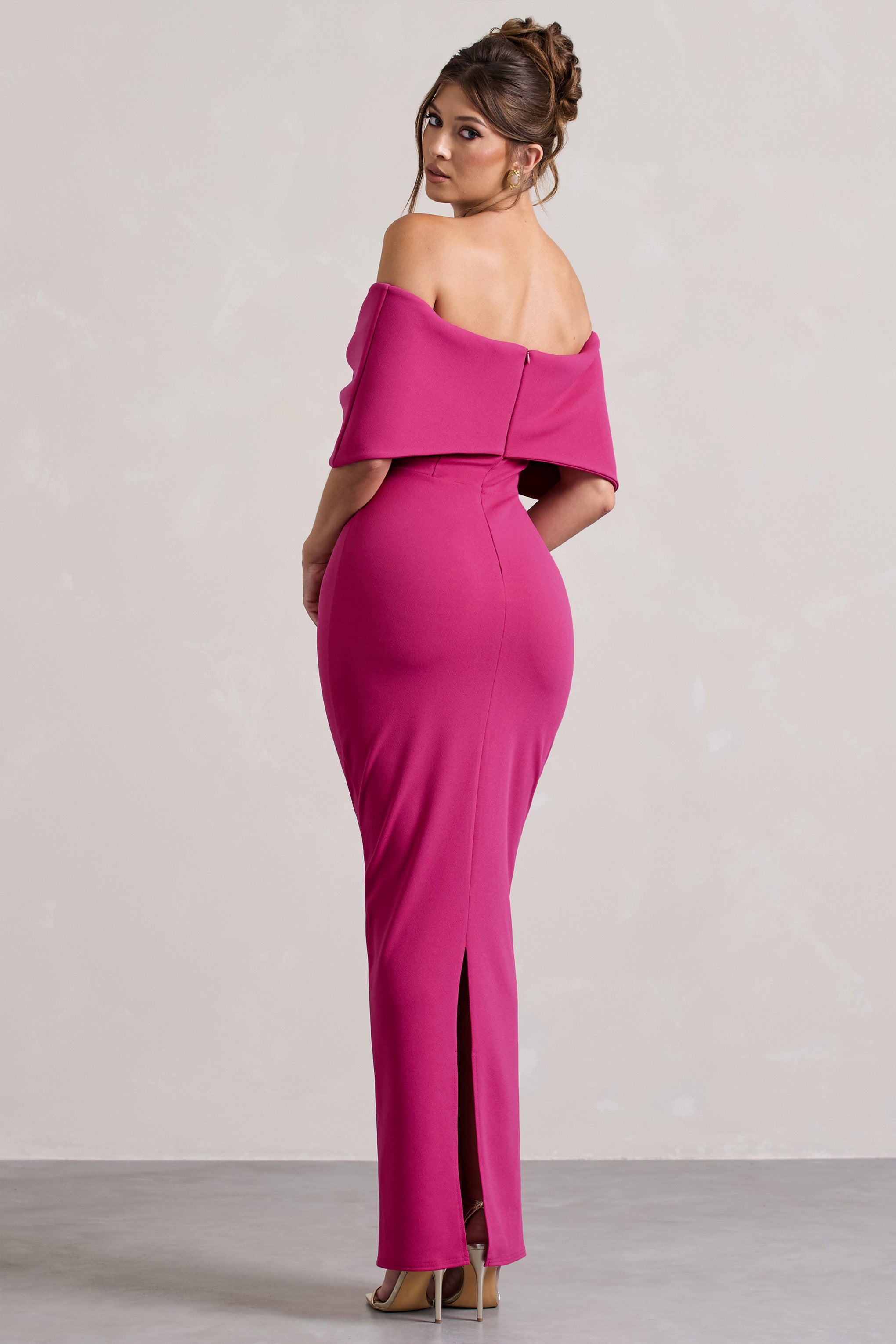 Cornelia Hot Pink Strapless Maxi Dress With Oversized Bow