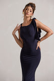 Kacey Navy Twisted Knot Maxi Dress