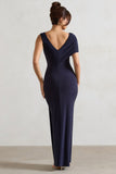 Capella Navy Asymmetric Wrap Maxi Dress