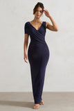 Capella Navy Asymmetric Wrap Maxi Dress