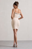 Tali Champagne Twisted Asymmetric Bodycon Mini Dress