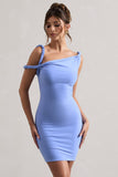 Tali Blue Twisted Asymmetric Bodycon Mini Dress