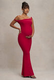 Lita Red Twisted Asymmetric Maternity Maxi Dress