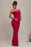 Lita Red Twisted Asymmetric Maternity Maxi Dress