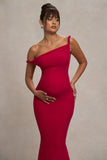 Lita Red Twisted Asymmetric Maternity Maxi Dress