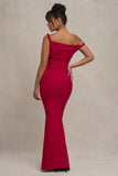 Lita Red Twisted Asymmetric Maternity Maxi Dress
