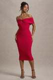 Hope Red Bow Bardot Midi Dress