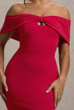 Hope Red Bow Bardot Midi Dress
