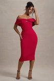 Hope Red Bow Bardot Midi Dress