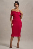 Hope Red Bow Bardot Midi Dress
