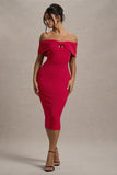 Hope Red Bow Bardot Midi Dress