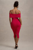 Hope Red Bow Bardot Midi Dress