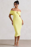 Hope Lemon Bow Bardot Midi Dress