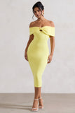 Hope Lemon Bow Bardot Midi Dress